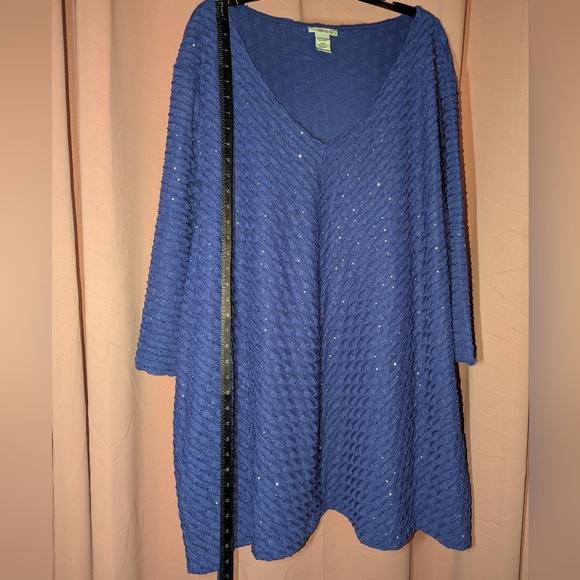 CATHERINES Blue Sparkle Textured Tunic 5x - Picture 6 of 11